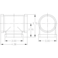 Tee Fitting - Black Pipe Foot Rail - 2" ID -Bar Supplies kw tee fitting black iron 34920.1613658431