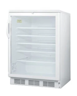Summit Glass Door Built-In Under Counter Refrigerator - 5.5 Cu. Ft. - White -Bar Supplies medium scr600 angle 1 91474.1590772209