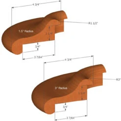 Bar Rail Molding - Wood Arm Rest - 90º Corner - Hard Maple -Bar Supplies radii measurements b1 4 10963.1590771937