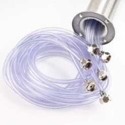 "T" Style Pedestal Draft Beer Tower - Stainless Steel - 3" Column - Air Cooled - 6 Faucets -Bar Supplies tt6cr stainless steel 6 tap draft beer kegerator t tower 0001 53282.1590772570