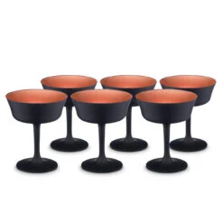 Urban Bar Oro Nero Black & Copper Coated Crystal Fizzio Coupe Glasses - 8.79 Oz - Set Of 6