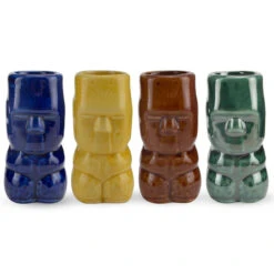 Ceramic Tiki Shot Glass Set - 2 Oz - 4 Pieces