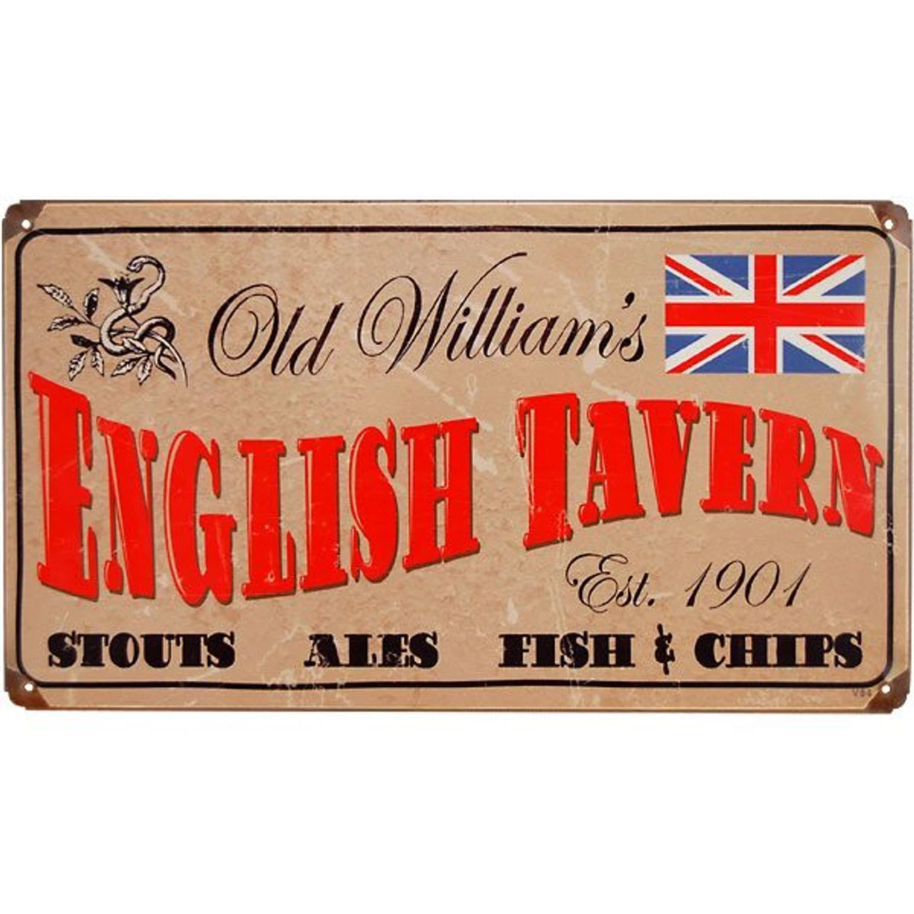 Old William's English Tavern Vintage Metal Bar Sign 3 Old William's English Tavern Vintage Metal Bar Sign